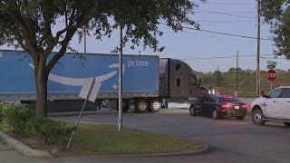 Residents frustrated after they say Amazon big rigs are clogging up their neighborhood streets