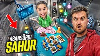 ELİF SİNEM SAHUR VLOG !! ASANSÖRDE SAHUR YAPTIK !! ASANSÖRDEN SON ÇIKAN KAZANIR !!