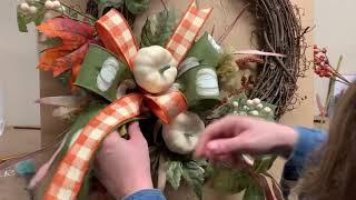 WHITE PUMPKIN WREATH KIT #3 for fall with Anna from Dees