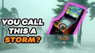 Arcade game pickup in a HURRICANE! ️ Ivan “Ironman” Stewart’s Super Off Road  with Track Pak! 