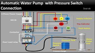 Automatic Water Pump controller Circuit Diagram / Pressure Switch connection @CircuitInfo