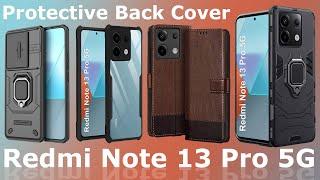 Redmi Note 13 Pro 5G Back Cover Case Pouch Transparent Back Cover Leather Flip Cover - MMR Mobiles