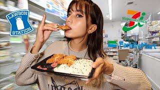 eating ONLY japanese convenience store food for 24 HOURS! 