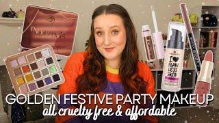 CHRISTMAS PARTY *GOLDEN GLOW* EASY MAKEUP LOOK - All Cruelty Free & Affordable Warm Festive Make Up