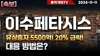 이수페타시스-유상증자 5500억! 20% 급락! 대응 방법은?