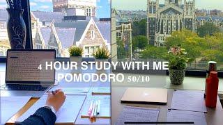 4 HOUR STUDY WITH ME at the Library | White Noise for Studying| POMODORO 50/10| Mindful Studying|