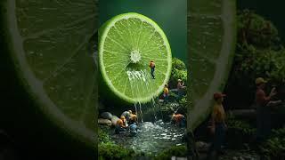 A Magical Lime waterfall Tiny Workers Enjoying Nature’s Freshest Drink! 