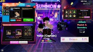 UNIQUE 0.1% YAMI/YAMO CAPTAIN HOW TO EVOLVE AND SHOWCASE! LVL 100 ANIME ADVENTURES! UPDATE 7