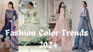 Fashion color trends in Pakistan 2024/Peach fuzz & pantone color dresses 2024/fashion colors of 2024