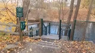 'Housatonic River Walk' in Great Barrington, Mass. Beautiful Fall Colors. Full 1080p HD.