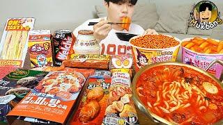 ASMR MUKBANG convenience store store, FIRE Noodle, HOT DOG, GIMBAP, Tteokbokki EATING SOUND !