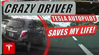 Tesla Model 3 on Autopilot Reacts to CRAZY Driver!