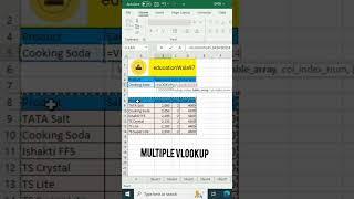 Advance Vlookup in Excel sheet #shortsvideo