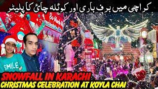 Experience ️ Snowfall in Karachi Koyla Chai Restaurant  Christmas Celebrations & BBQ Platter