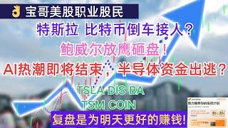 特斯拉 比特币倒车接人？鲍威尔放鹰砸盘美股！AI热潮即将结束，半导体资金出逃？11142024