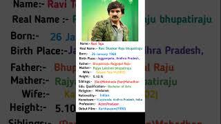 Ravi Teja Biography||#shortsvideo #youtubeshorts #raviteja