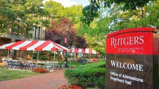 Walk tour inside Rutgers University campus and around the school in Newark, New Jersey, USA