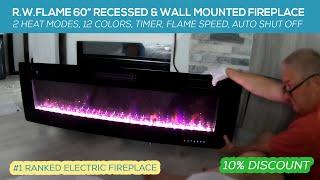 Review Install Guide ** RW FLAME Electric Fireplace 60 inch Recessed ** Top Selling Fireplace