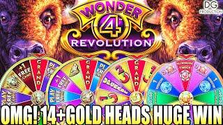 1st on Youtube HUGE WIN, NEW Wonder 4 Revolution 14+ Buffalo Gold Heads Slot The Best version Ever!?