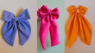 DIY : How To Make Febric Bow / Cloth Bow Making Easy Tricks / No Sewing Machine Use Hair Bow Making