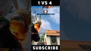 1 VS 4 UNSTOPPABLE CLUTCH  || GARENA FREE FIRE || ROWDY 007 || #shorts #freefireshorts #highlights