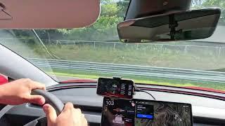 Tesla Model 3 Performance 2024 almost crashes on Nurburgring