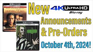 New 4K UHD Blu-ray Announcements & Pre-Orders for October 4th, 2024!