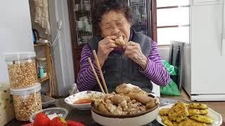 90세 어머니,아강발  맛있게 드시네요#제주사투리