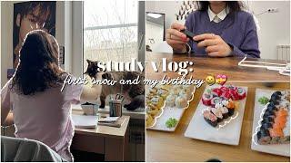 study vlog: first snow and my birthday!