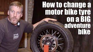 How to change a motor bike tyre on a big adventure bike