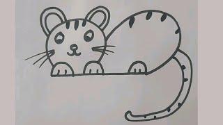 How to draw a cat | Easy cat draw for kids | Kids drawing for school