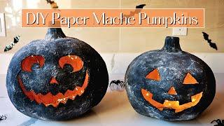 How to make Paper Mache Halloween Pumpkins | Anthropologie Dupe