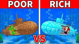 JJ and MIkey: POOR vs RICH SUBMARINE Battle in Minecraft - Maizen