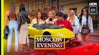  Hottest Evening Life, Russia Moscow  City Walk Tour With Russian Peoples 4K HDR