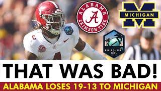 Alabama Football Loses 19-13 To Michigan In The ReliaQuest Bowl Behind THREE Jalen Milroe Turnovers