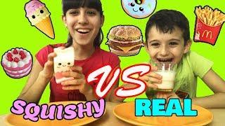 SQUISHY FOOD VS REAL FOOD!!! By Tina & Pippo Review