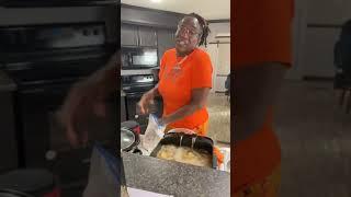 Mrs Netta is cooking Beans Smoked turkey wings & cornbread for Charles lunch