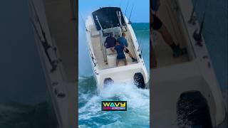 Boat goes vertical at Haulover Inlet! | Wavy Boats