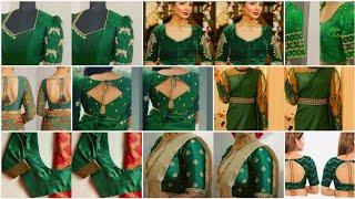 Latest Bottle Green Blouse Designs || Bottle Green Color Blouse Idea || Green Blouse Image