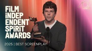 JESSE EISENBERG wins BEST SCREENPLAY at the 2025 Film Independent Spirit Awards