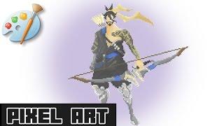 Ms Paint : PIXEL ART  OVER WATCH- HANZO 