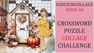 Crossword Puzzle Collage - Week 50 -  Paper Doll Collage Art - Glue Book Ideas - Easy Collage