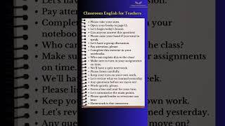 Classroom English for teachers | Daily Conversations  #classroomenglish #teachers #learnenglish