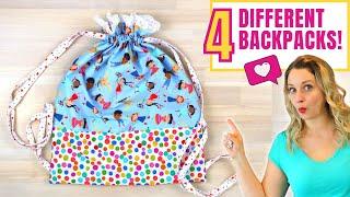 How to sew a Drawstring Backpack - 4 WAYS!