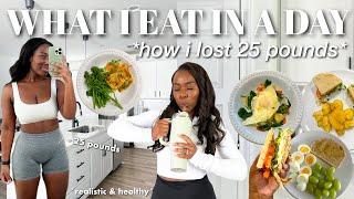 WHAT I EAT IN A DAY TO LOSE WEIGHT  *realistic & healthy meals* + how i lost 25 POUNDS in 3 MONTHS