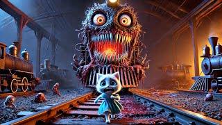 Kitten Faces Zombie Monster Train Mom#cat #ai #cute #catlover #catvideos #cartoon