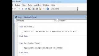 Excel 2013 VBA: Text to Speech Using VBA