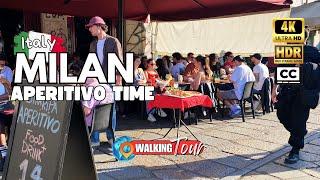 Aperitivo Time in Milan Navigli [Italy ] 4K HDR 60fps Walking Tour