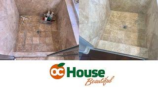 Travertine Shower Deep Cleaning and Restoration in Huntington Beach!