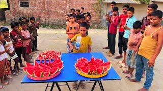 Watermelon Eating Contest: Village Boys vs. Girls!